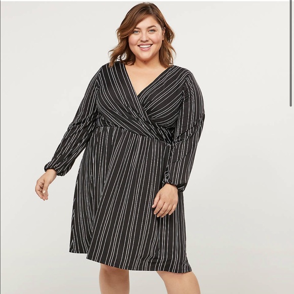 Lane Bryant Dresses & Skirts - Nwt lane bryant Striped Fit Flare Faux Wrap Dress